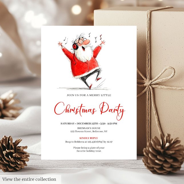 Convite Funny Quirky Santa Claus Christmas Party Invite (Funny Quirky Santa Claus Christmas Party Invite)