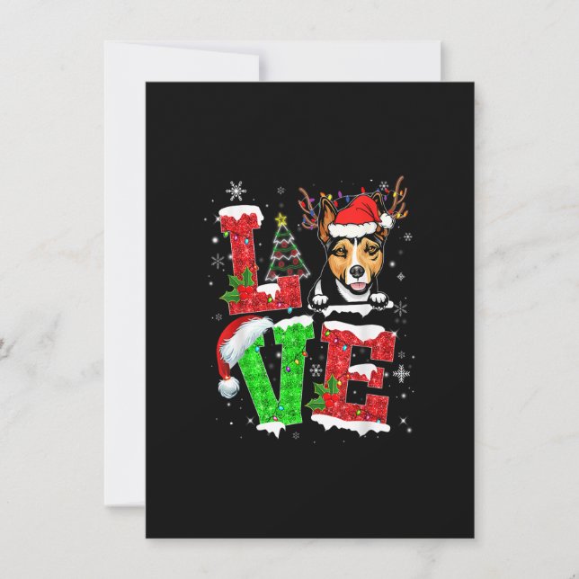 Convite Funny Rat Terrier Dog Tree Christmas Lights Xmas P (Frente)