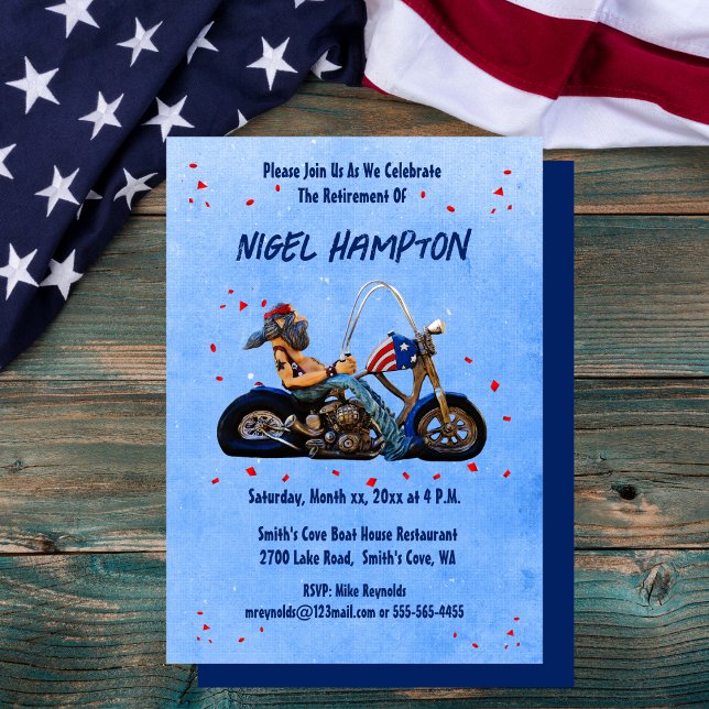 Convite Funny Retirement Party Biker (Funny Retirement Party Biker Invitation)