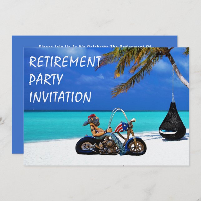 Convite Funny Retirement Party Biker Motorcyclist (Frente/Verso)