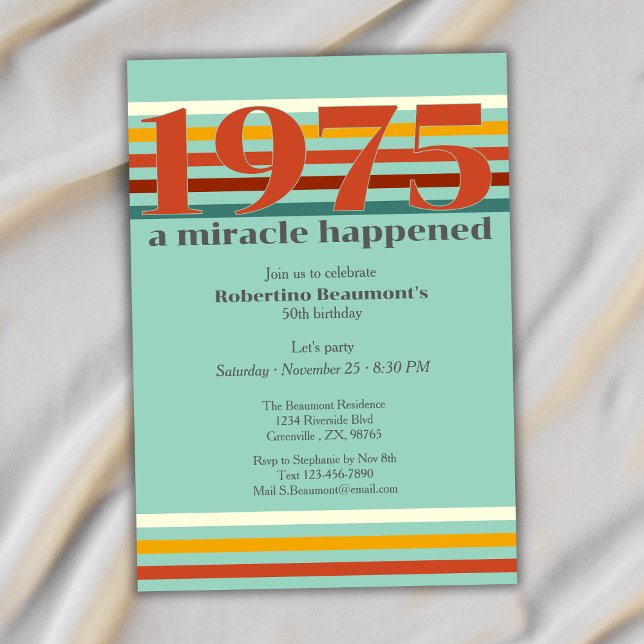 Convite Funny Retro Colors 50th Birthday Party (Criador carregado)