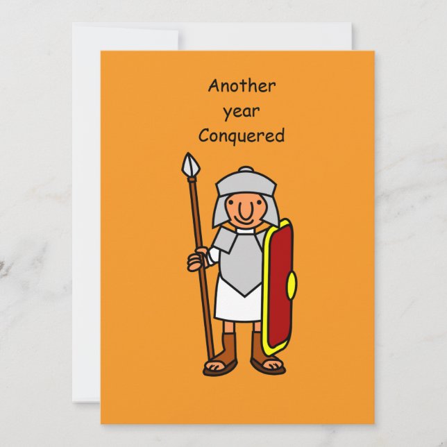 Convite Funny Roman Soldier  Birthday Party Invitation  (Frente)
