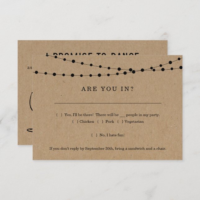 Convite Funny RSVP Card Insert w- Song (Frente/Verso)