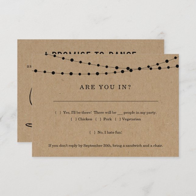 Convite Funny RSVP Card Insert w- Song (Frente/Verso)