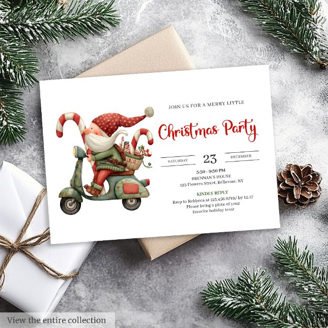 Convite Funny Santa Classic Red Green Digital Party Invite (Funny Santa Classic Red Green Digital Party Invitation

)