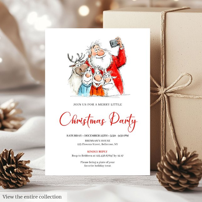 Convite Funny Santa Claus Minimal Christmas Party Invite (Funny Santa Claus Minimal Christmas Party Invite)