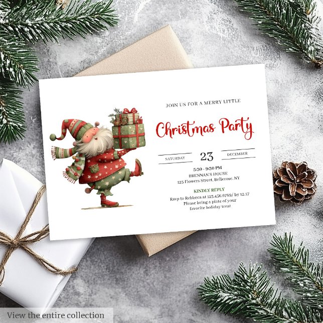 Convite Funny Santa Claus Modern Red Green Holiday Invite (Funny Santa Claus Modern Red Green Holiday Invitation

)