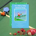 Convite Funny Santa Playing Pickleball Merry Volley Xmas I<br><div class="desc">A funny Christmas party invitation featuring Santa Claus playing pickleball,  a popular racket sport,  is a must-have for pickleball aficionados! To incorporate all the details about your holiday celebration,  you can just alter the wording. There are matching party supplies with this fun invitation!</div>