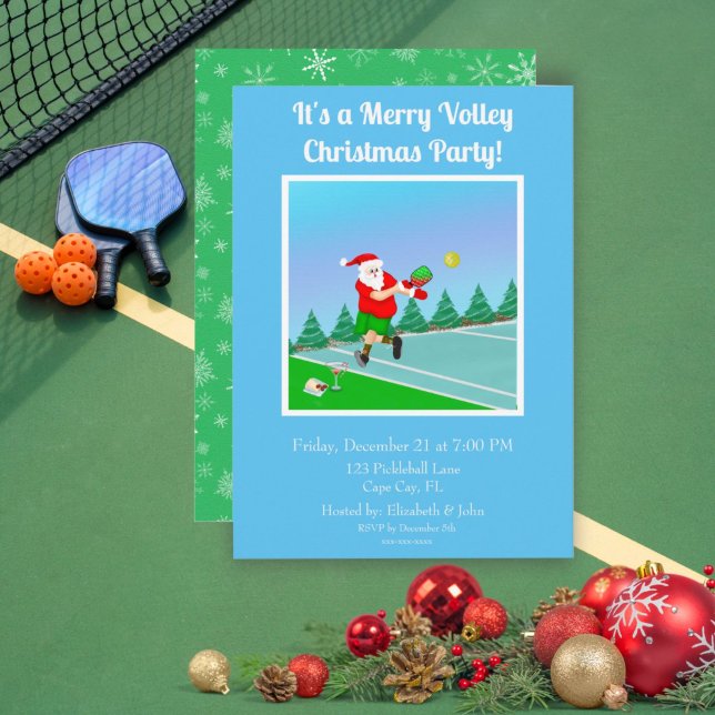 Convite Funny Santa Playing Pickleball Merry Volley Xmas I (Criador carregado)