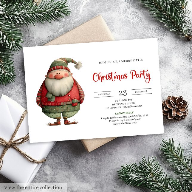 Convite Funny Santa trendy red green Christmas invitation (Funny Santa trendy red green Christmas invitation)