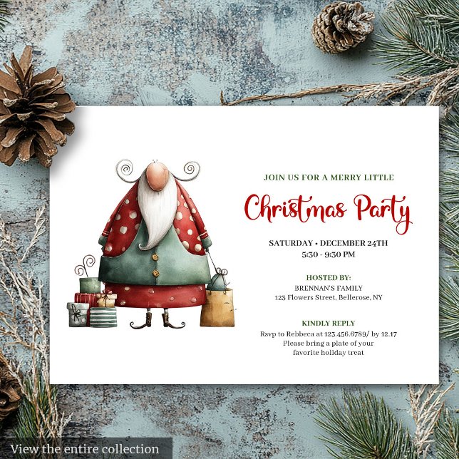Convite Funny Santa watercolor Christmas party invitation (Funny Santa watercolor Christmas party invitation

)