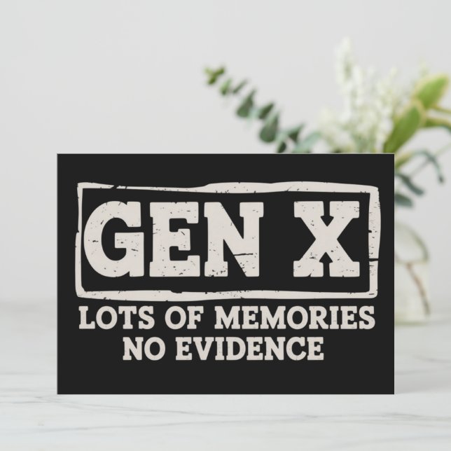 Convite Funny Saying Sarcastic Gen X Lots of Memories No  (Em pé/Frente)