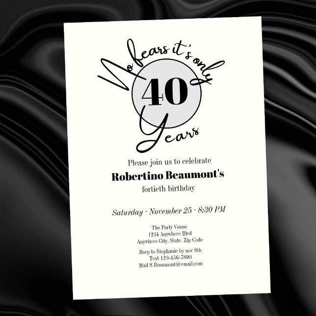 Convite Funny Simple No Fears 40th birthday party   (Criador carregado)