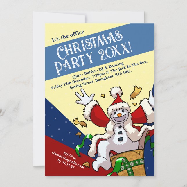Convite Funny Snowman Santa Christmas Party Add The Year  (Frente)