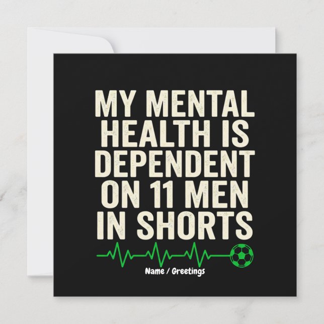 Convite Funny Soccer Fan Mental Health Heartbeat Graphic  (Frente)