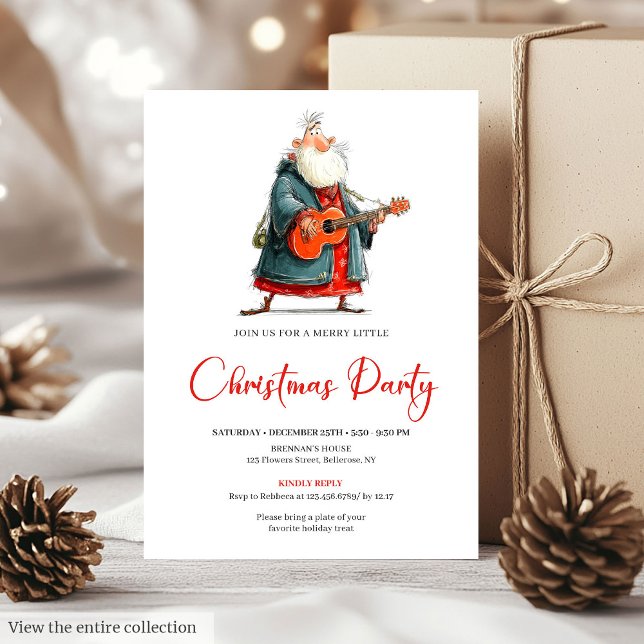 Convite Funny Watercolor Santa Kids Christmas Invitation (Funny Watercolor Santa Kids Christmas Invitation)