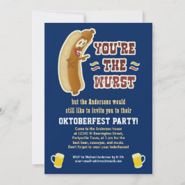 Convite Funny Wurst Bratwurst Oktoberfest Humor com Cervej