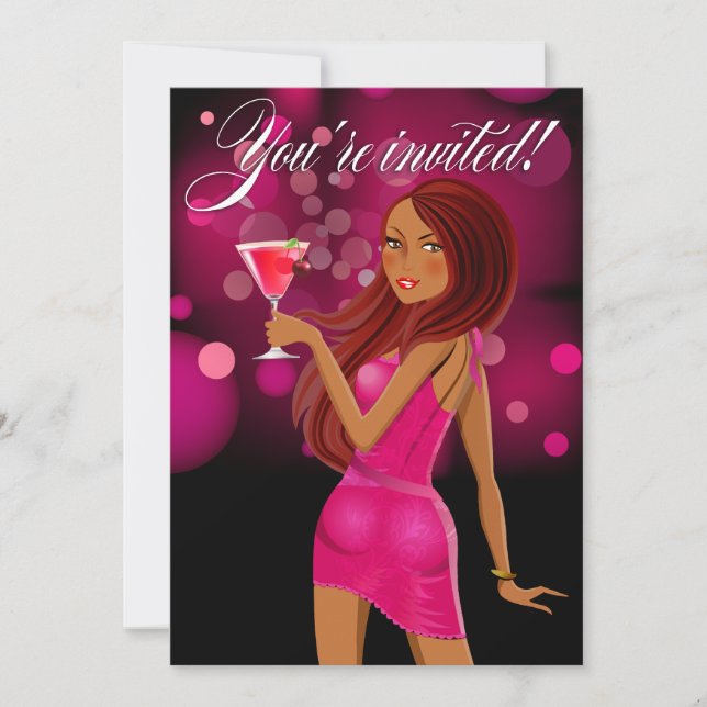 Convite Fuschia de Celebração de Qualquer Festa (Frente)