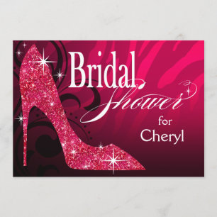 Convite Fuschia do chá de panela da zebra do estilete do