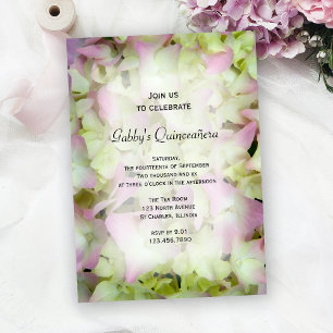 Convite Fusíveis de Hydrangea Quase Rosa Quinceañera