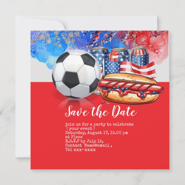 Convite Futebol 4 de julho Dia da Independência América (Frente)