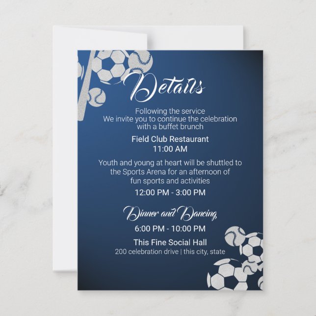 Convite Futebol Baseball Bar Esportivo Mitzvah Detalhes e  (Frente)