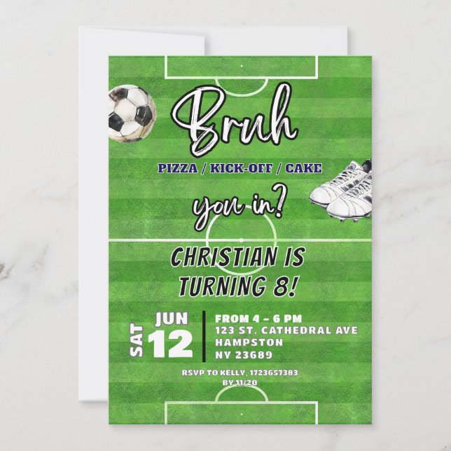 Convite Futebol Bruh Você Em Aniversário De Adolescente Me (Frente)