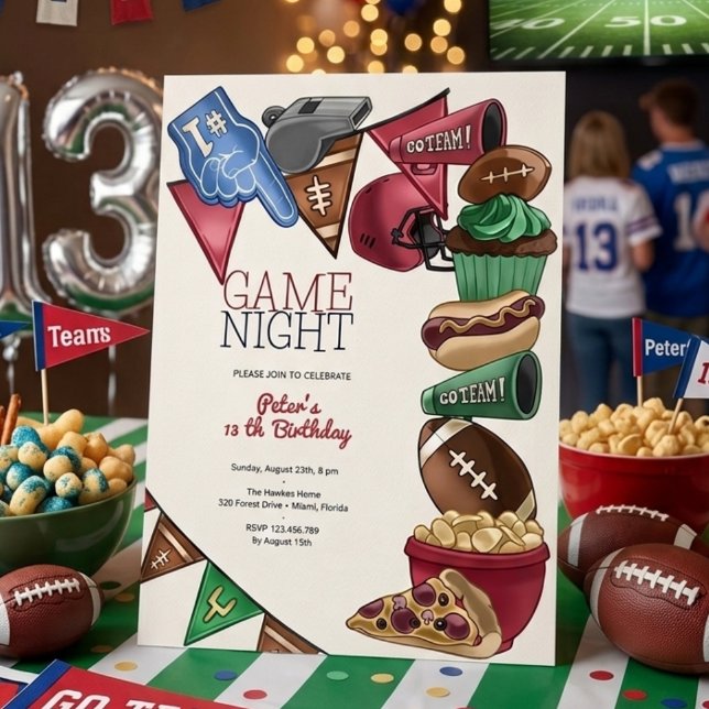 Convite Futebol de aniversário de noite de jogo (Criador carregado)