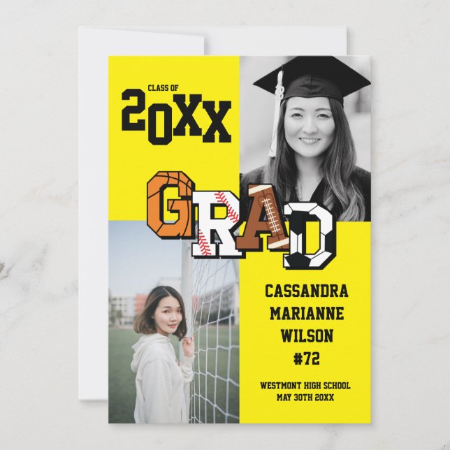 Convite Futebol de basquete de futebol de Graduação Esport (Frente)