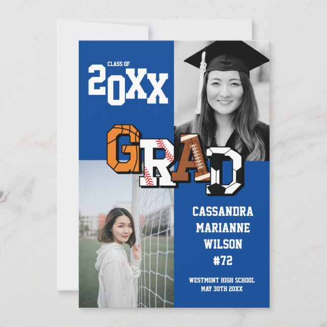 Convite Futebol de basquetebol para graduação desportiva (Frente)