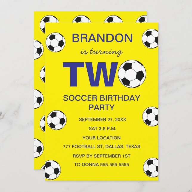 Convite Futebol de segundo aniversário Boi Amarelo Esporte (Frente/Verso)