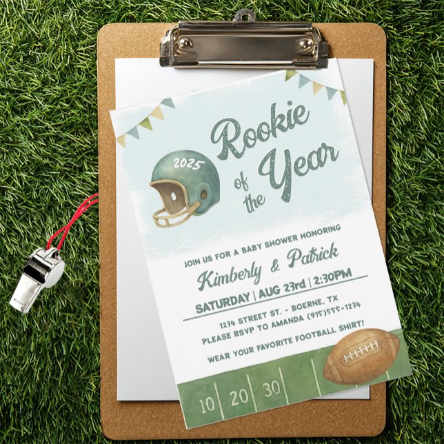 Convite Futebol do Ano (Rookie of the Year Football Baby Shower Invitation)