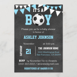 Convite Futebol é um menino azul do quadro do chá de