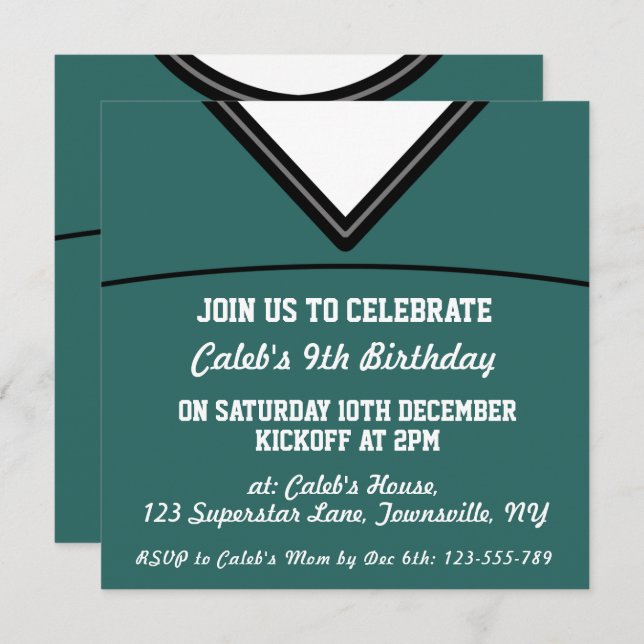 Convite Futebol Jersey Themed Party Invite Modelo, LAX (Frente/Verso)