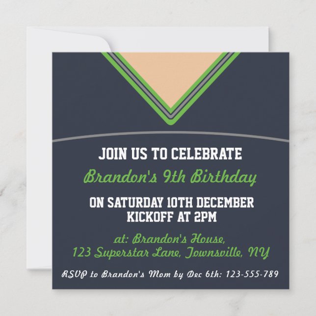 Convite Futebol Jersey Themed Party Invite Modelo, LAX (Frente)