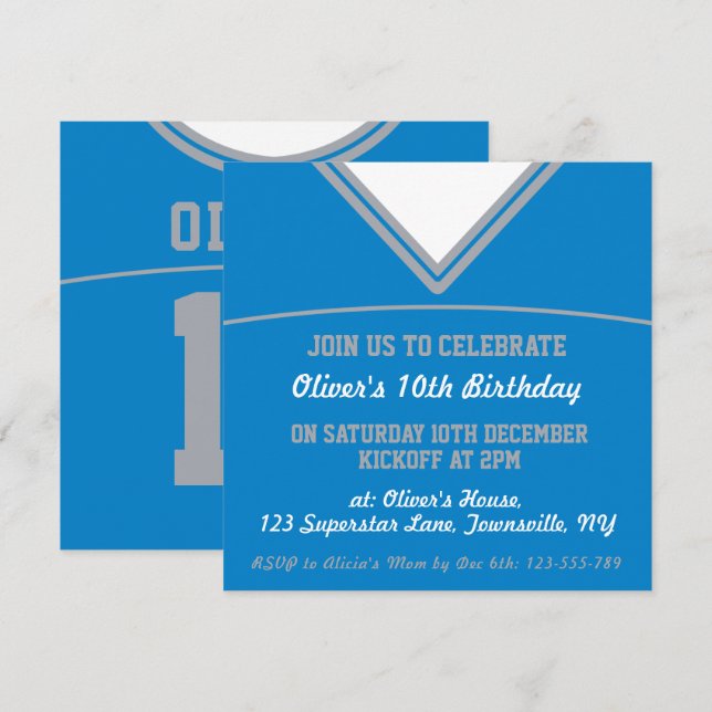 Convite Futebol Jersey Themed Party Invite Modelo, LAX (Frente/Verso)