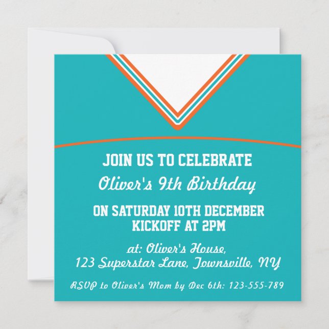 Convite Futebol Jersey Themed Party Invite Modelo, LAX (Frente)