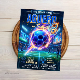 Convite Futebol Neon Glow - Aniversário de Futebol Futuris