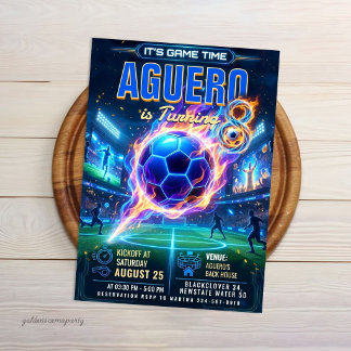 Convite Futebol Neon Glow - Aniversário de Futebol Futuris