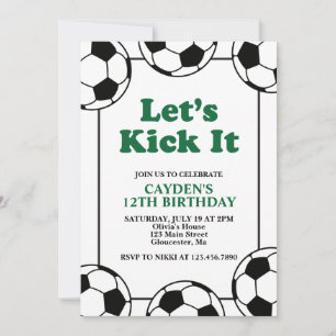 Convite Futebol preto e verde Aniversário