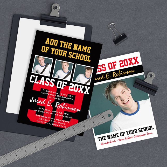 Convite Futebol Quarterback Jersey - Graduação Numérica (Criador carregado)