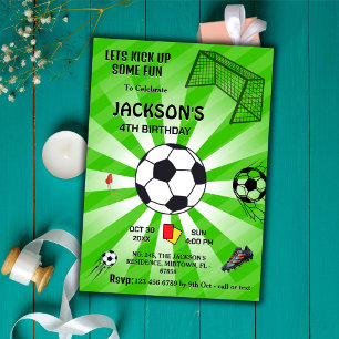 Convite Futebol temático do 4º aniversário moderno