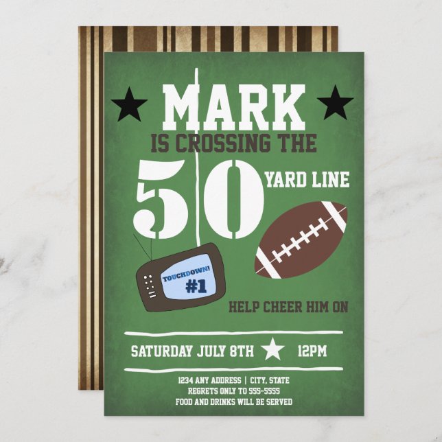 Convite Futebol Themed 50th Birthday (Frente/Verso)