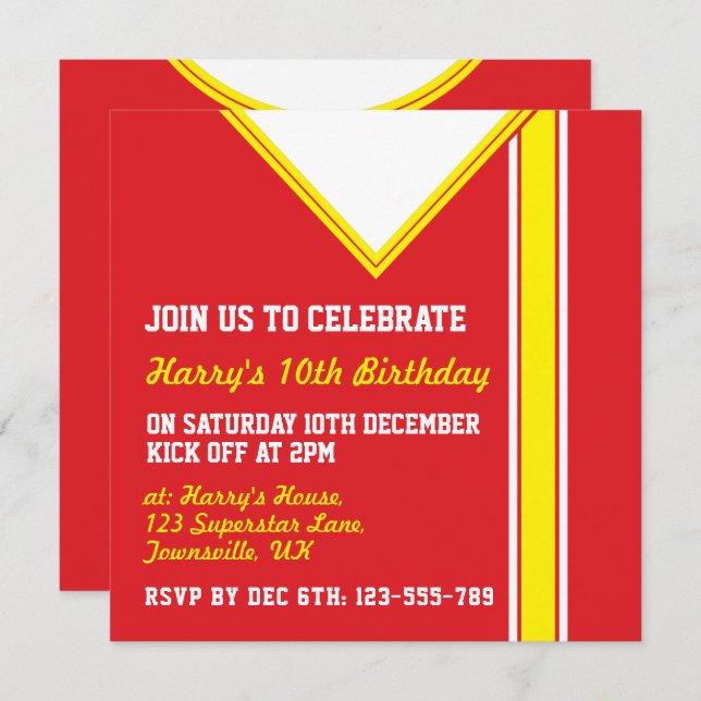 Convite Futebol Themed Party convoca futebol Modelo (Frente/Verso)