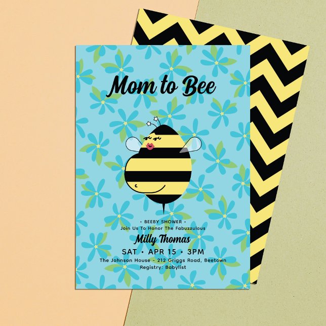 Convite Futura Mamãe Abelha Floral Chá de Bebê (Criador carregado)