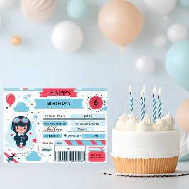 Convite Future Pilot Airplane Boarding Pass Birthday