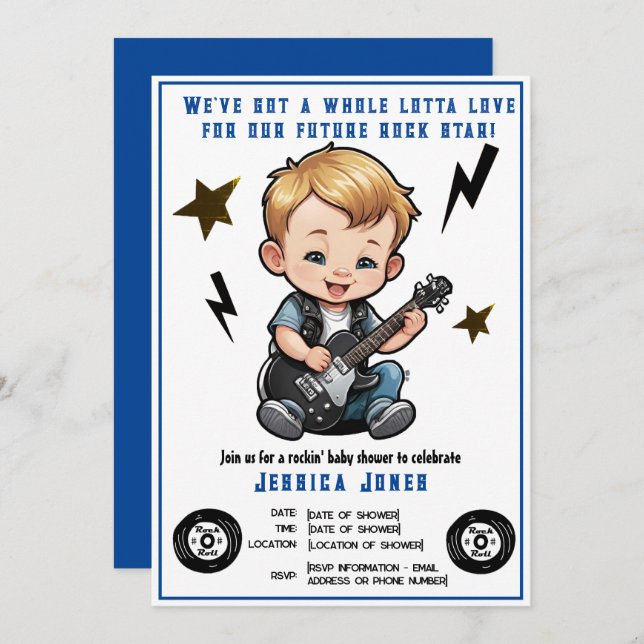 Convite Future Rock Star Rock N Roll Lotta Love Boy (Frente/Verso)