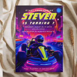 Convite Futuristic Go-Kart Racing Birthday Party