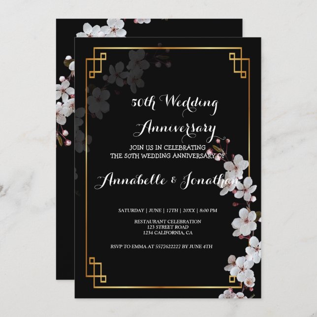 Convite FWedding Aniversário do FWedding de ouro branco (Frente/Verso)