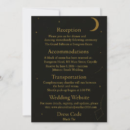 Convite Gabinete de Casamento Preto e Dourado Elegante Cel